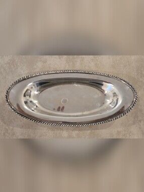 Silver Plated Oval Serving Tray - Decorative Rope Edge Wm Rogers